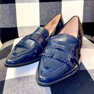 Navy Faux Patent Leather Loafer